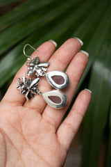Blush in Bloom" — Rose Quartz & Silver Blossom Earrings, AR- 7466