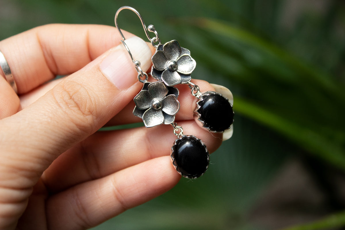 Black Onyx Snake Earrings AE-7075