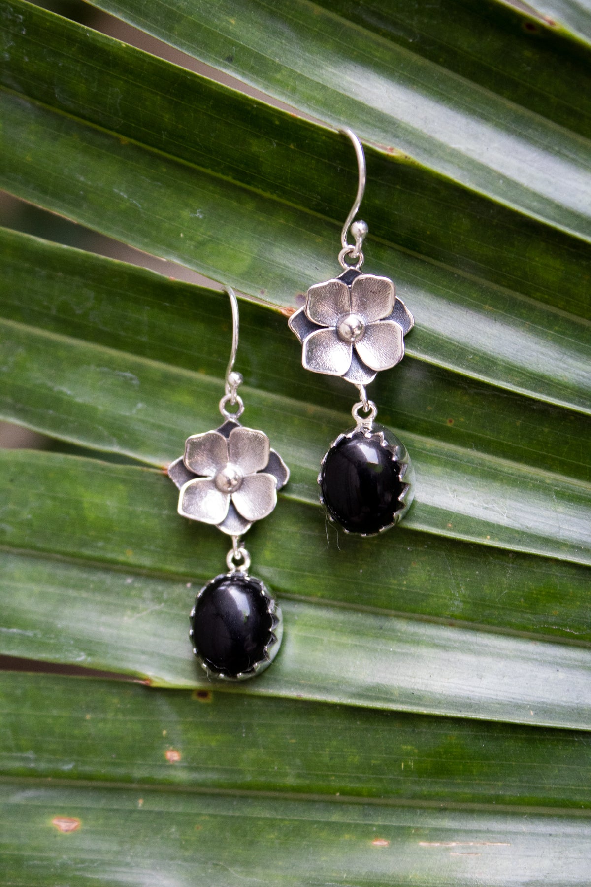 Black Onyx Snake Earrings AE-7075