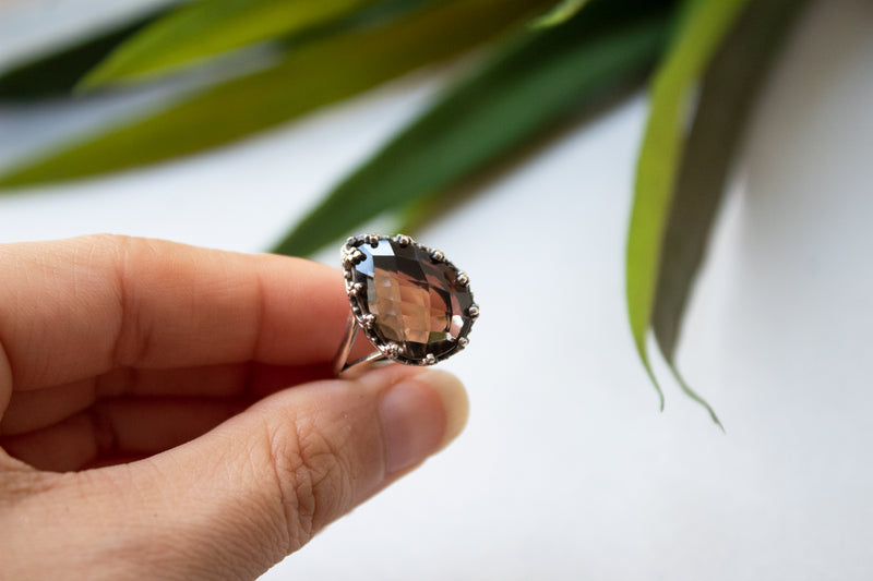 Natural Smokey Quartz Ring, AR-6707