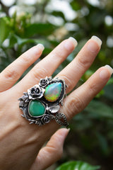 Garden of Hidden Light" — Opal & Chrysoprase Botanical Ring