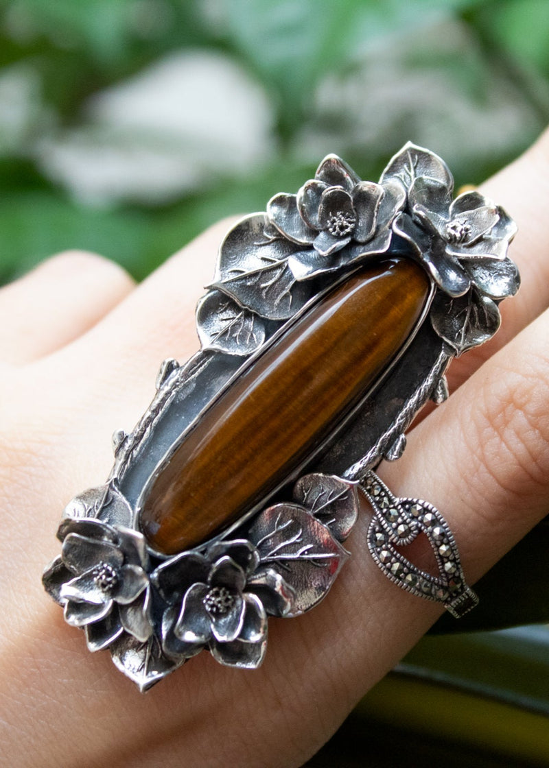 Anillo Ojo de Tigre Plata de Ley 925, Anillo Hecho a Mano, AR-1164