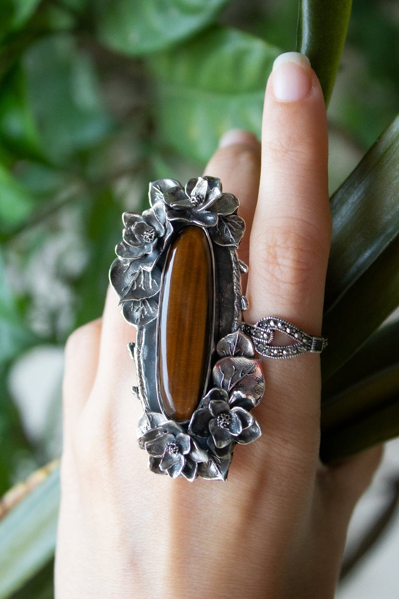 Anillo Ojo de Tigre Plata de Ley 925, Anillo Hecho a Mano, AR-1164