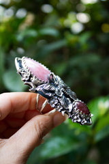 Blushwing Garden — Pink Opal & Tourmaline Butterfly Ring, AR-7472