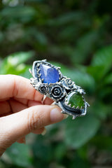Wild Rosarium — Tanzanite & Green Tourmaline Botanical Ring, AR-7471