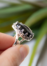 Black Onyx Ring, Dainty Promise Ring, AR-6831