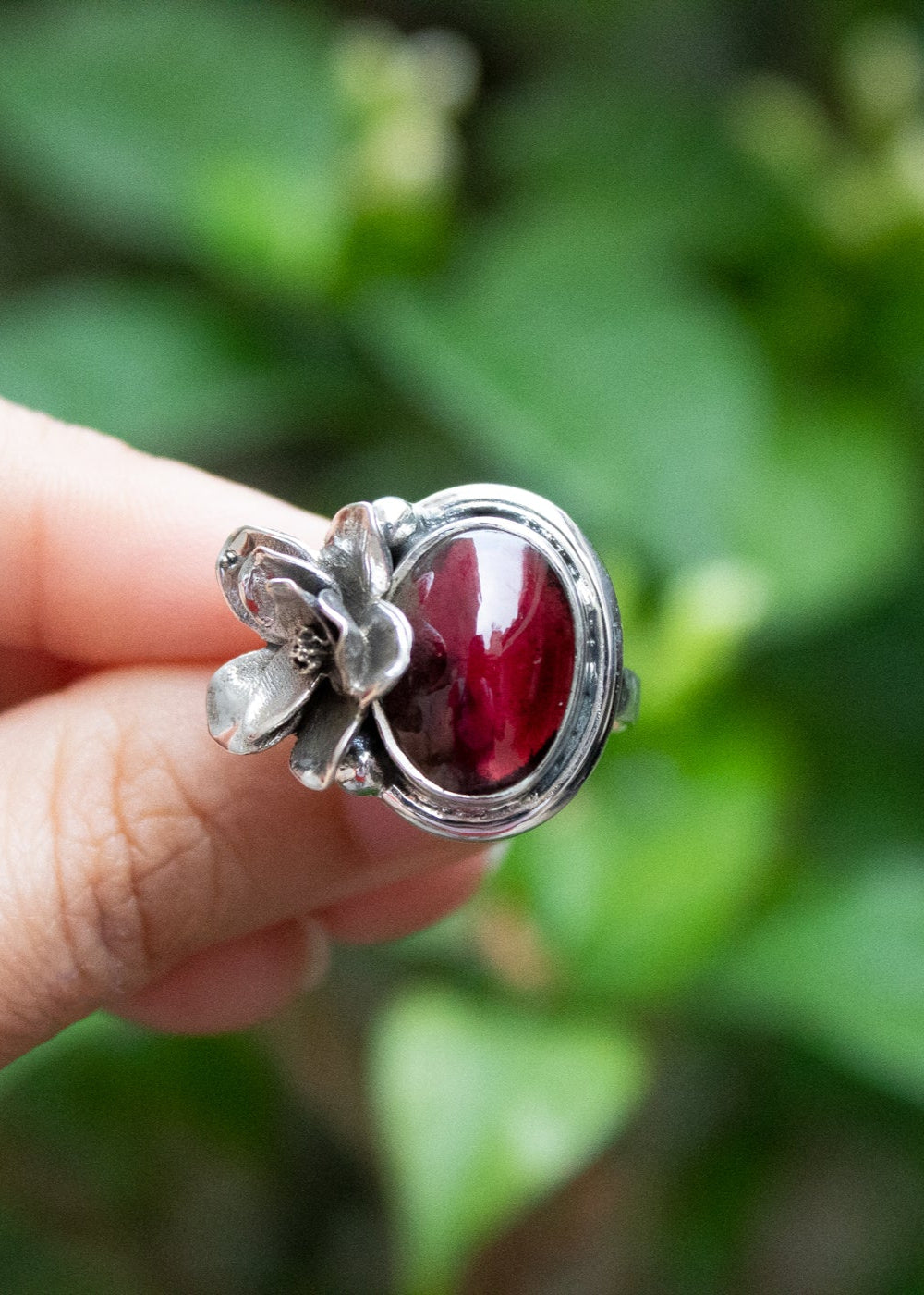 Floral Garnet Ring AR-7066