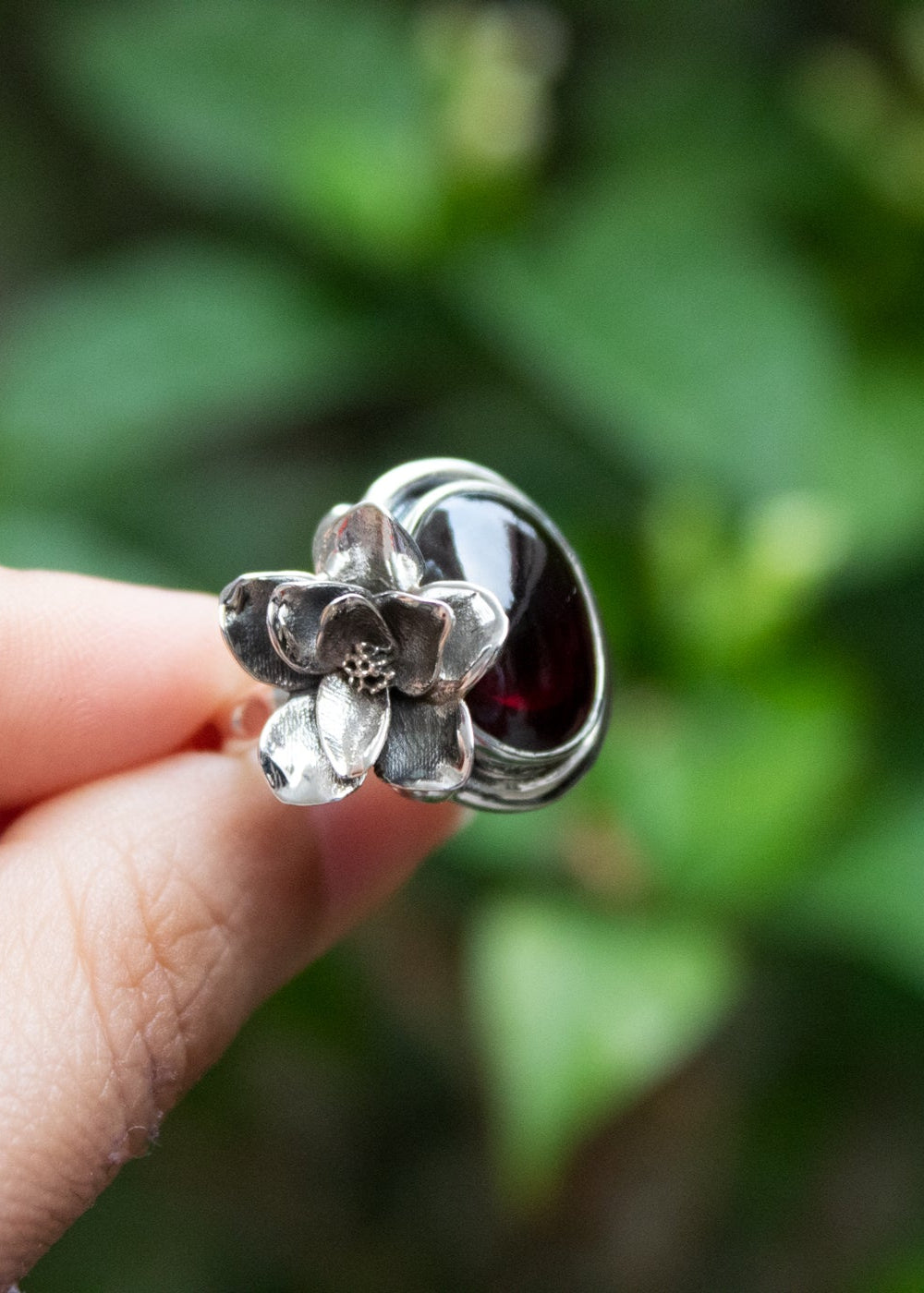 Bague Grenat Floral AR-6547