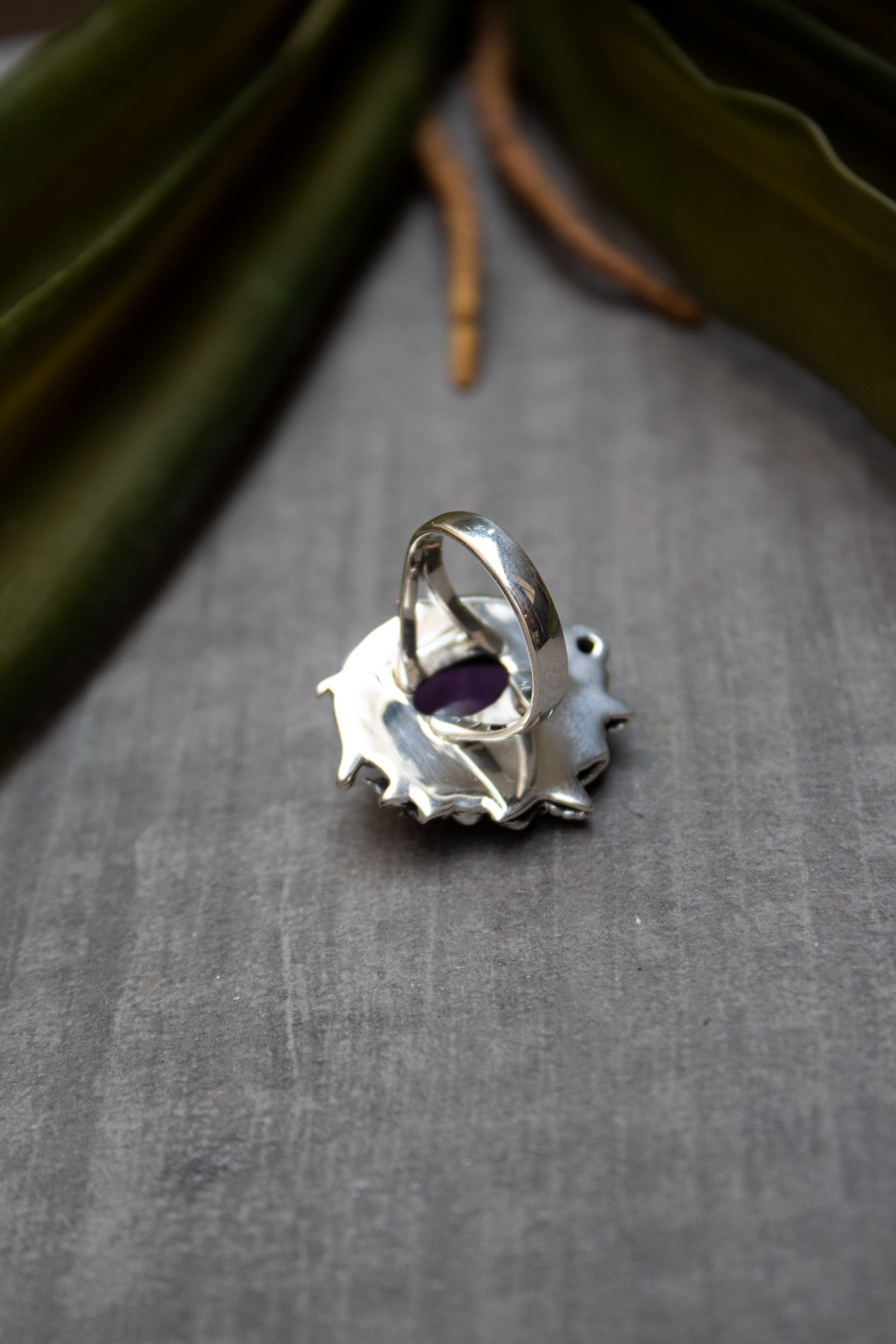 Moonlit Vines — Amethyst & Moonstone Floral Ring, AR-7478
