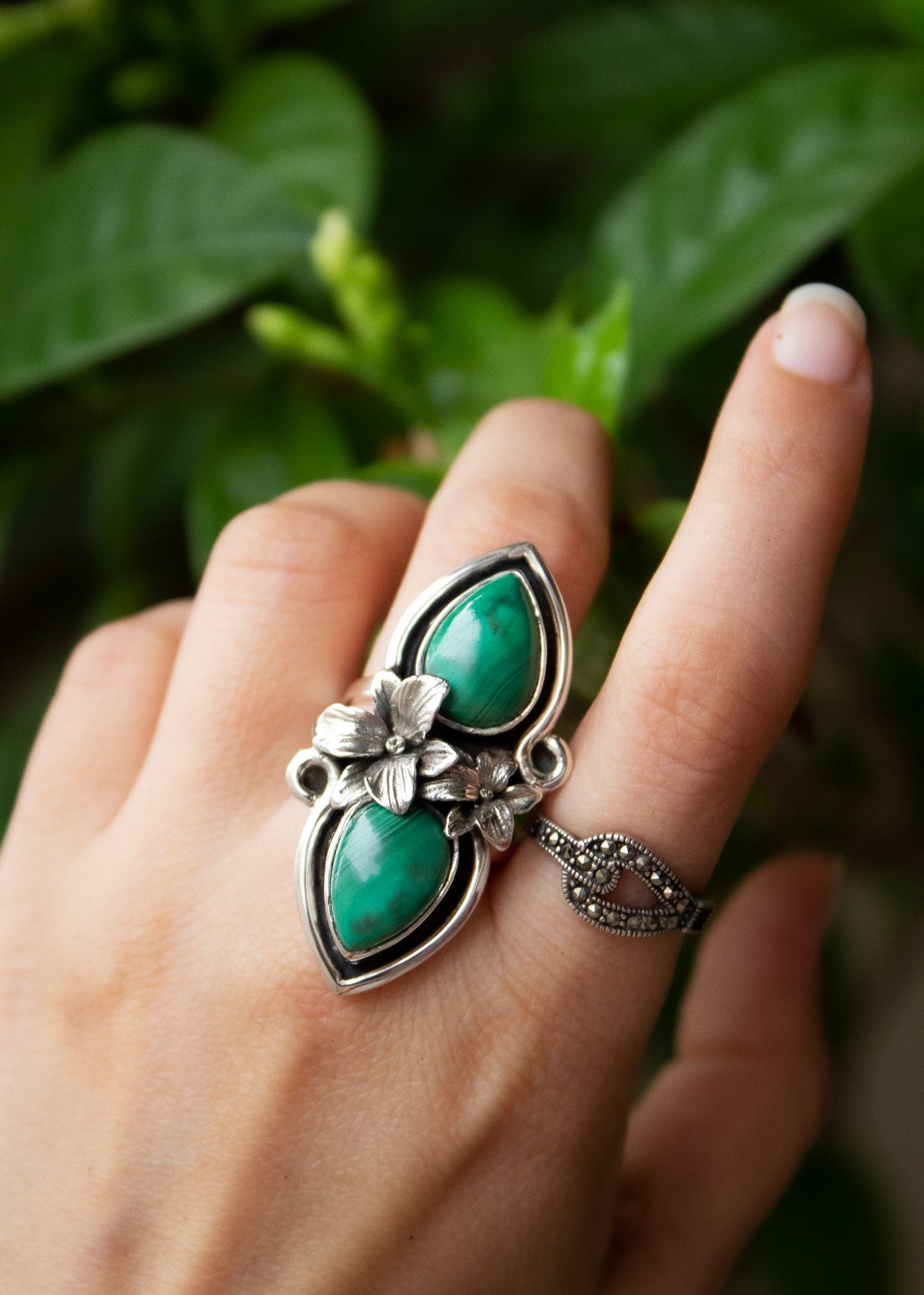 Anillo Boho Malaquita, AR-6705