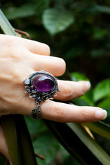 Moonlit Vines — Amethyst & Moonstone Floral Ring, AR-7478