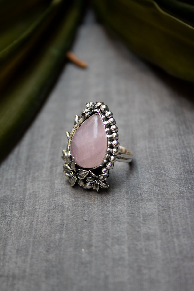 Petal of the Heart: Rose Quartz Ring, AR-7489