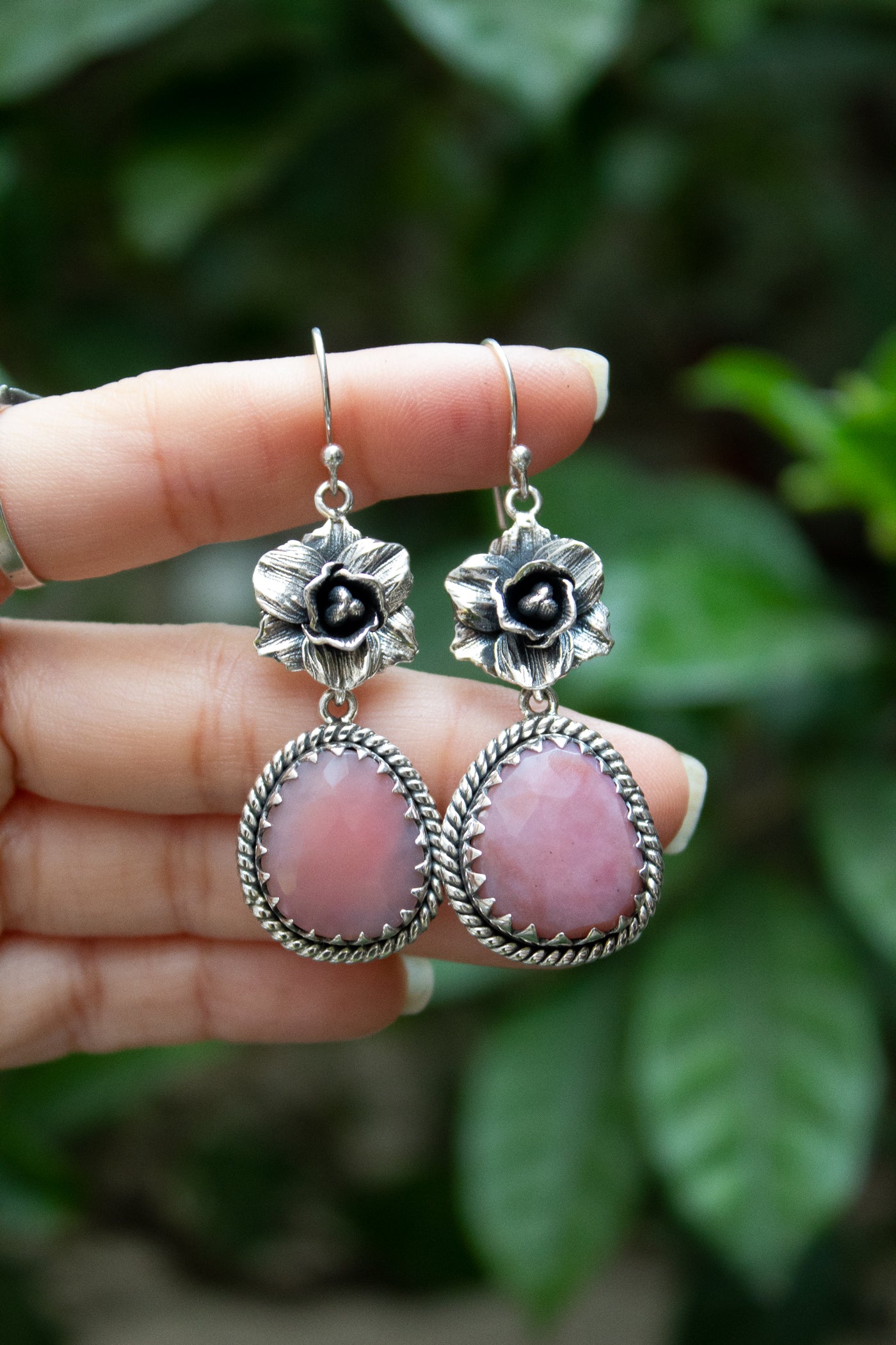 Petal Glow: Pink Opal Earrings, AE- 7278