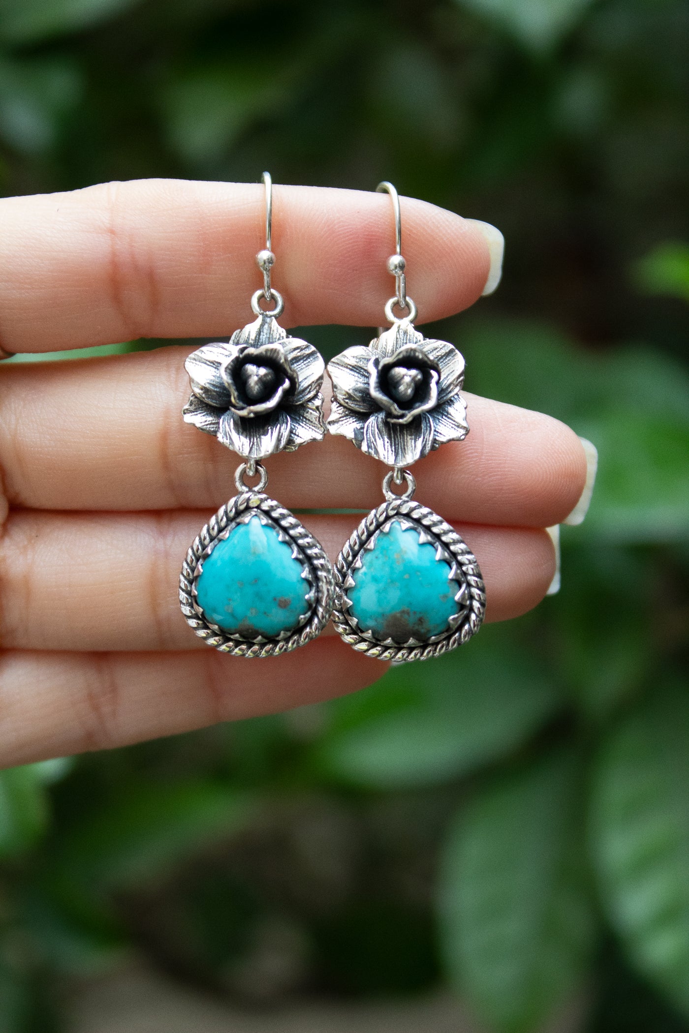 Wild Sky Petals — Turquoise Earrings, AE-7468