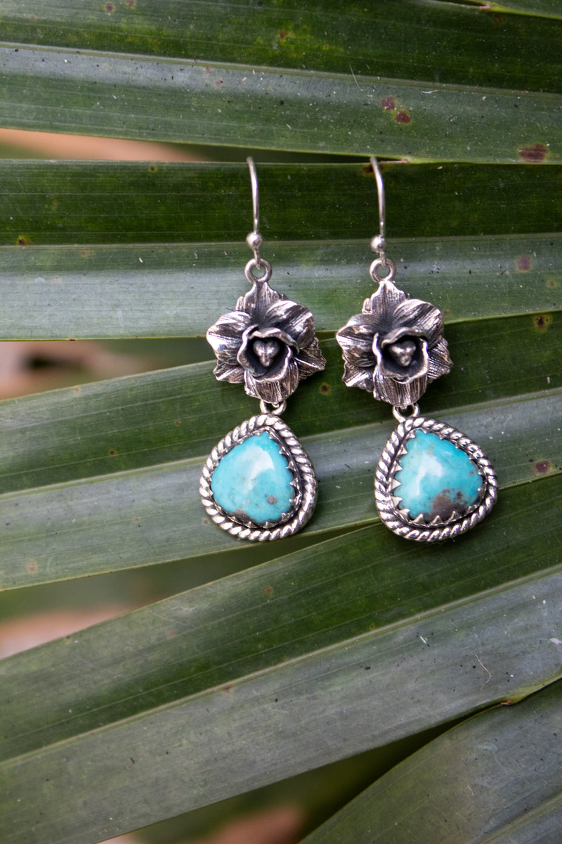 Wild Sky Petals — Turquoise Earrings, AE-7468