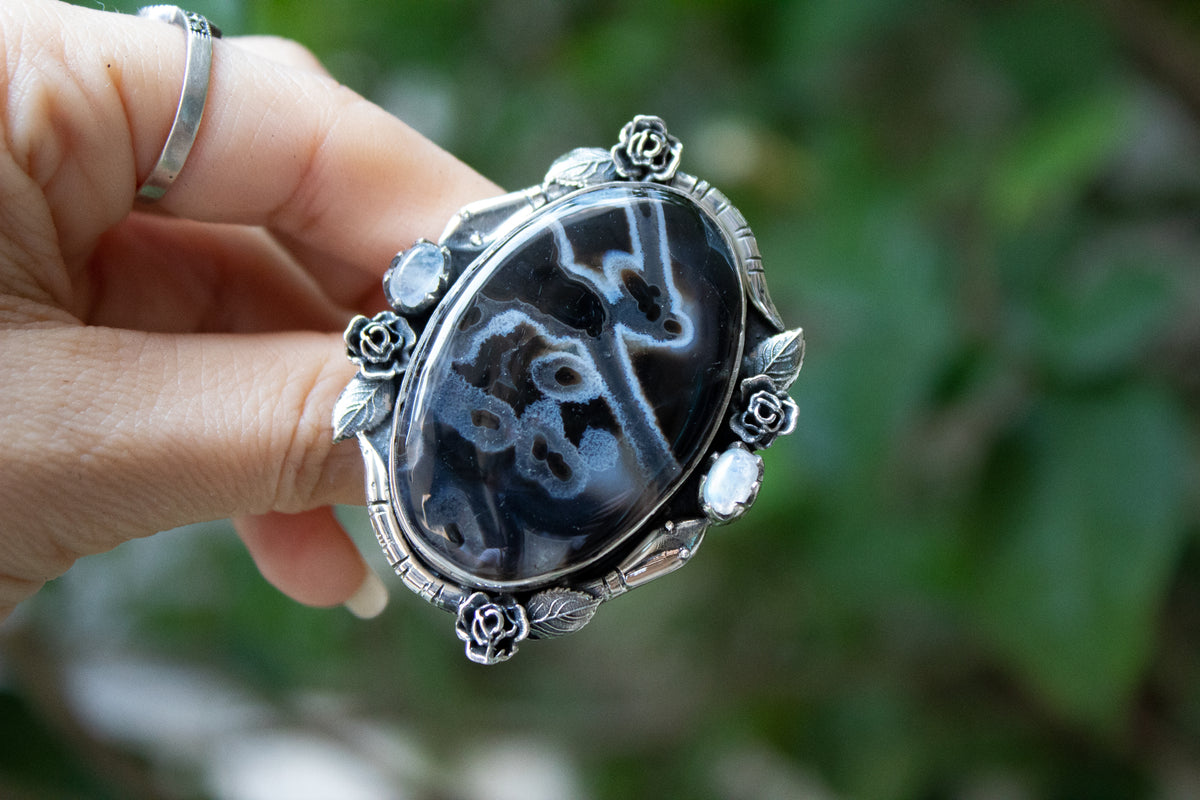 Stick tube Agate Statement Ring, AR-6745