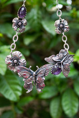Wings of Enchantment — Amethyst & Butterfly Floral Necklace, AP-7484