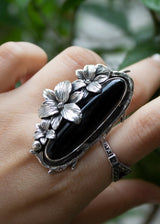 Black Onyx Floral Ring, AR-7063