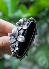 Black Onyx Floral Ring, AR-7063