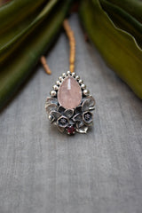 Petals of Dawn — Morganite & Garnet Floral Ring, AR- 7481