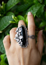 Black Onyx Floral Ring, AR-7063