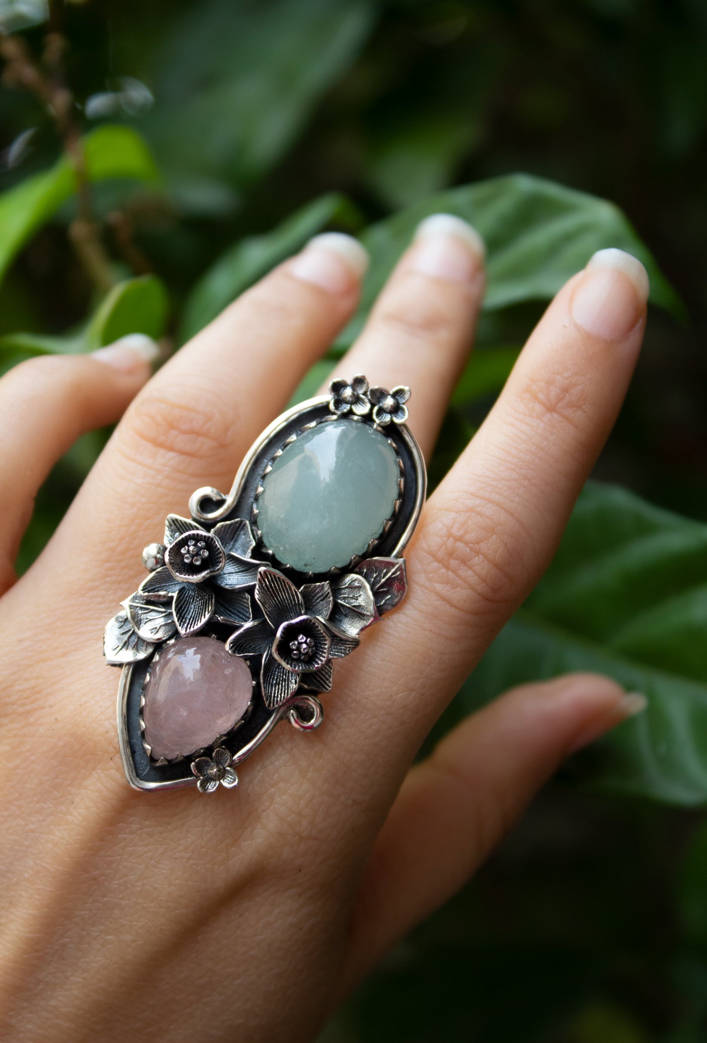 Blossoms of Serenity: Aquamarine Ring, AR-7480