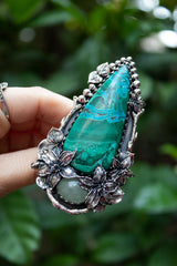 Verdant Echo: Chrysocolla & Aquamarine Ring, AR- 7488