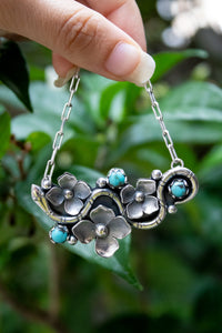 Natural Turquoise Floral Necklace AR-6754