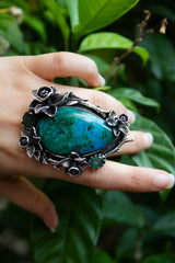 Wild Grove: Chrysocolla & Emerald Ring, AR- 7495