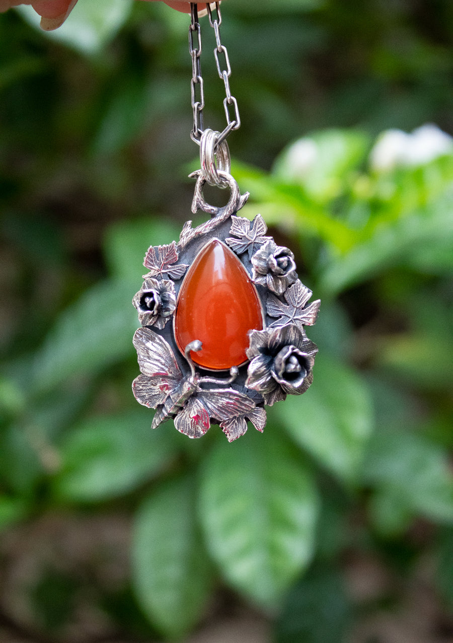 Autumn’s Wing: Carnelian Pendant, AR-7494