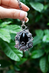 Nocturne Bloom: Black Onyx Pendant, AR-7493