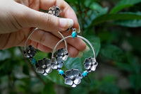 Turquoise Hoop Earrings Sterling Silver, AE-6752