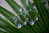 Boucles d'oreilles créoles turquoise en argent sterling, AE-6752