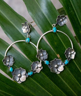 Boucles d'oreilles créoles turquoise en argent sterling, AE-6752