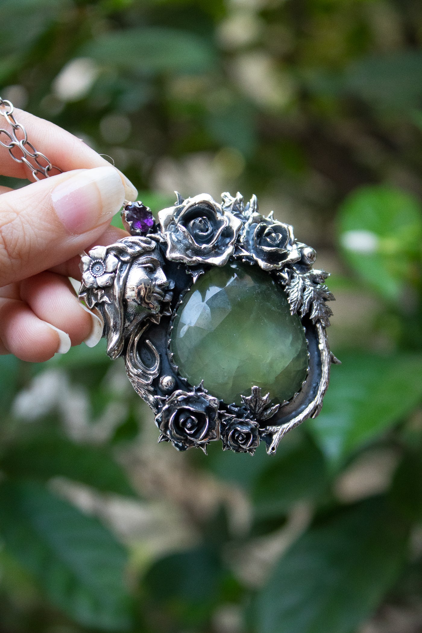 Garden of Reverie: Prehnite Pendant, AP-7501