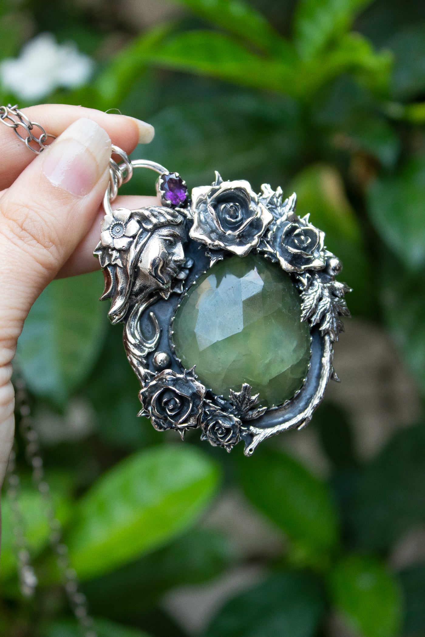 Garden of Reverie: Prehnite Pendant, AP-7501