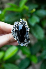 Shadowbloom: Black Onyx Coffin Ring, Ar-7506