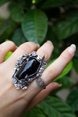 Shadowbloom: Black Onyx Coffin Ring, Ar-7506