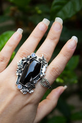 Shadowbloom: Black Onyx Coffin Ring, Ar-7506