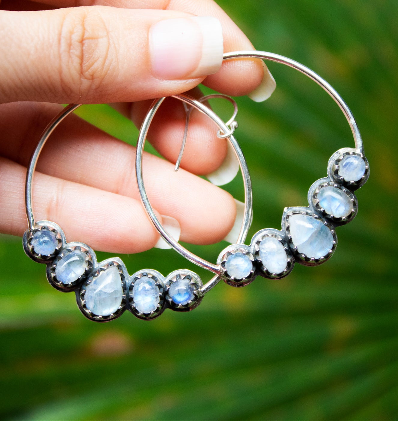 Moonstone Hoop Earrings AE-6759