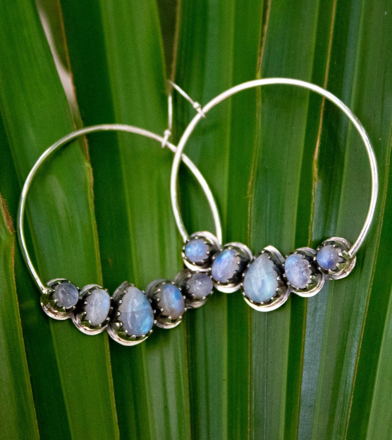 Moonstone Hoop Earrings AE-6759