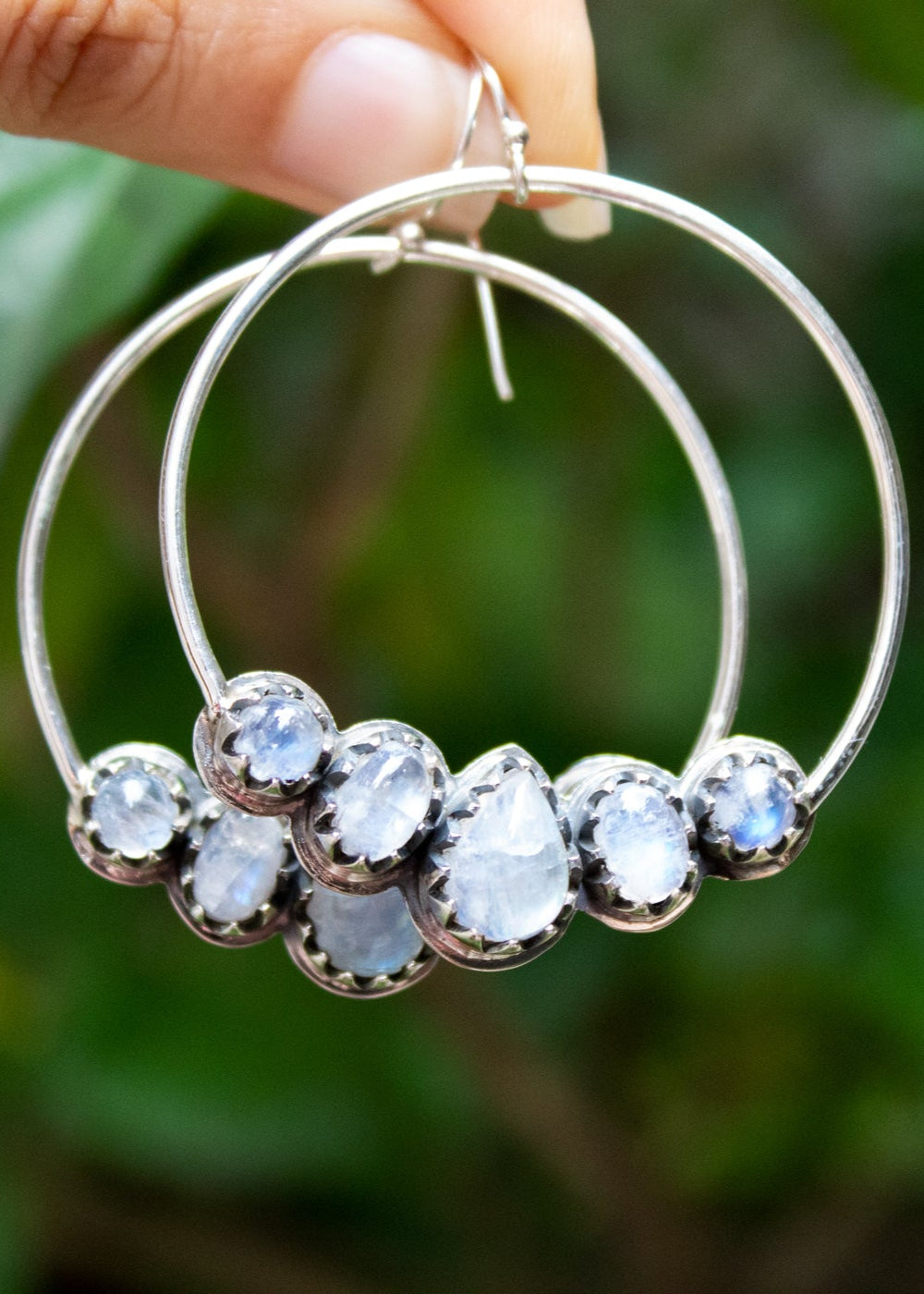 Moonstone Hoop Earrings AE-6759