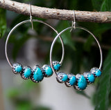 Turquoise Hoop Earrings Sterling Silver, AE-6760