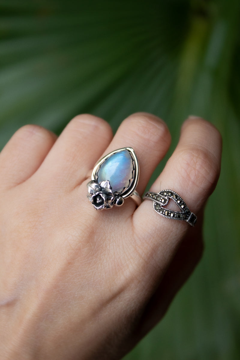 Moonkissed Floral Ring, AR-7505