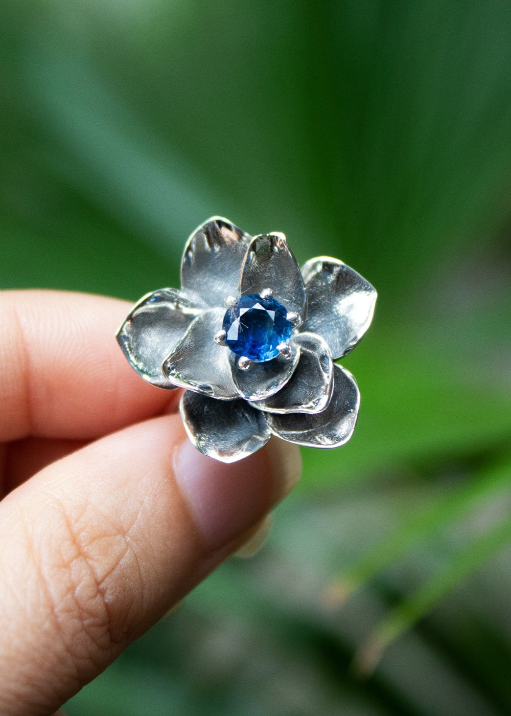 Nature's Embrace: Kyanite Flower Ring, AR-7125