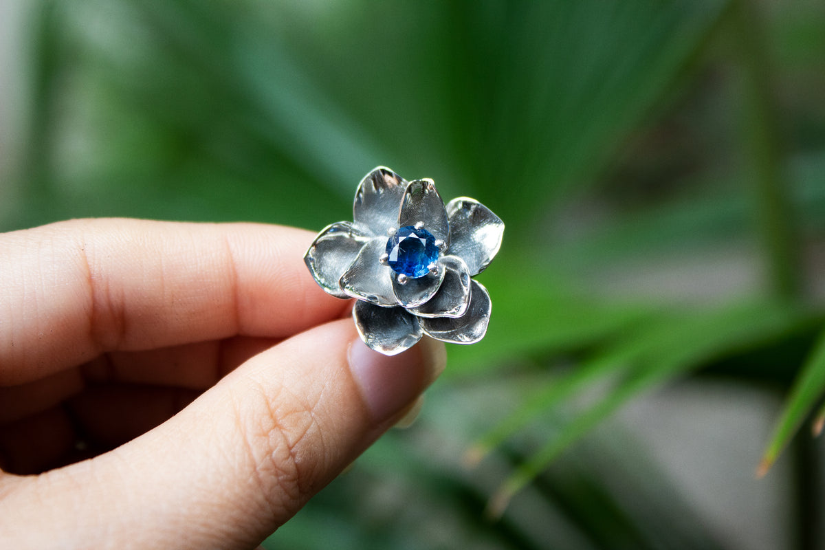 Nature's Embrace: Kyanite Flower Ring, AR-7125