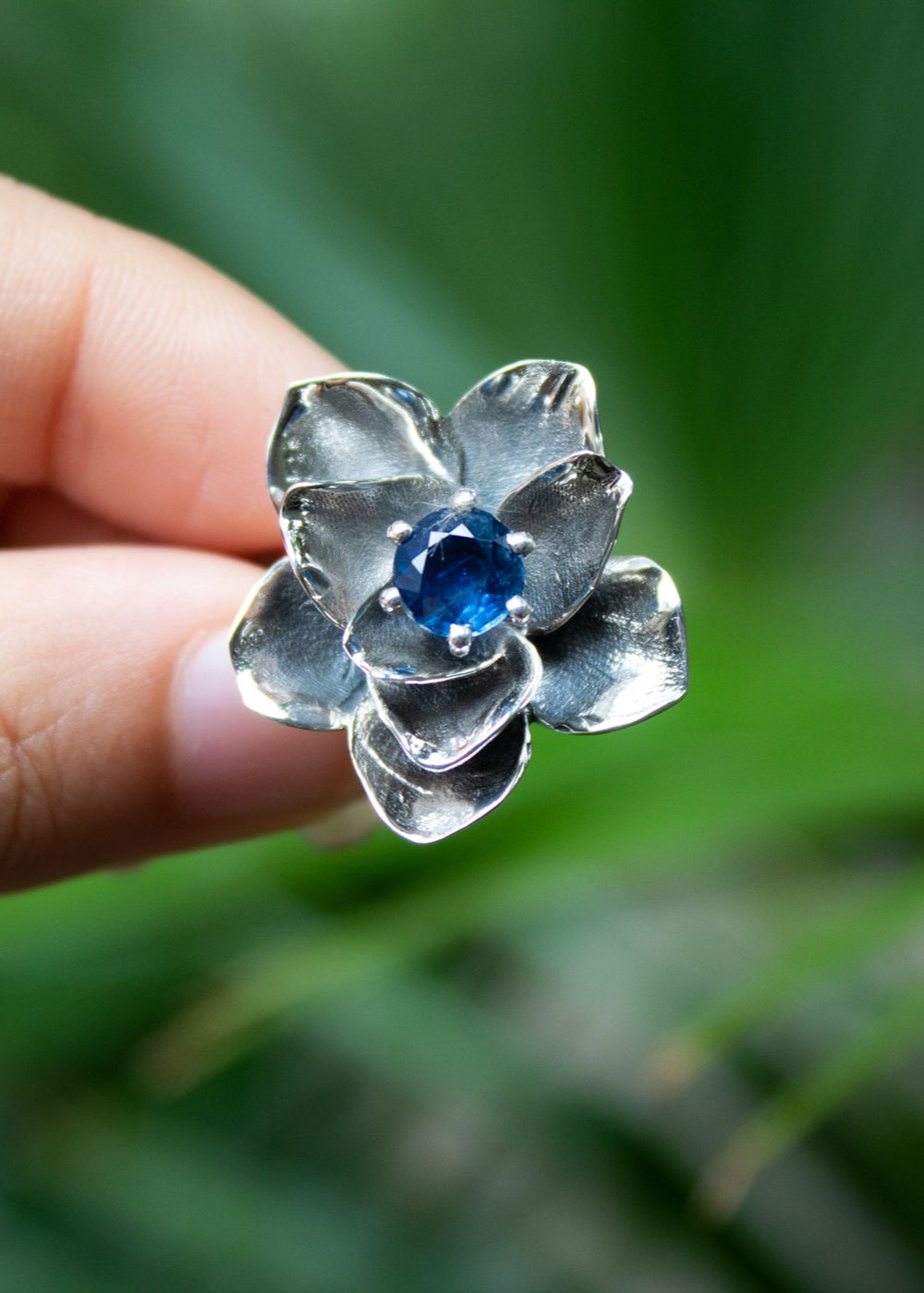 Nature's Embrace: Kyanite Flower Ring, AR-7125