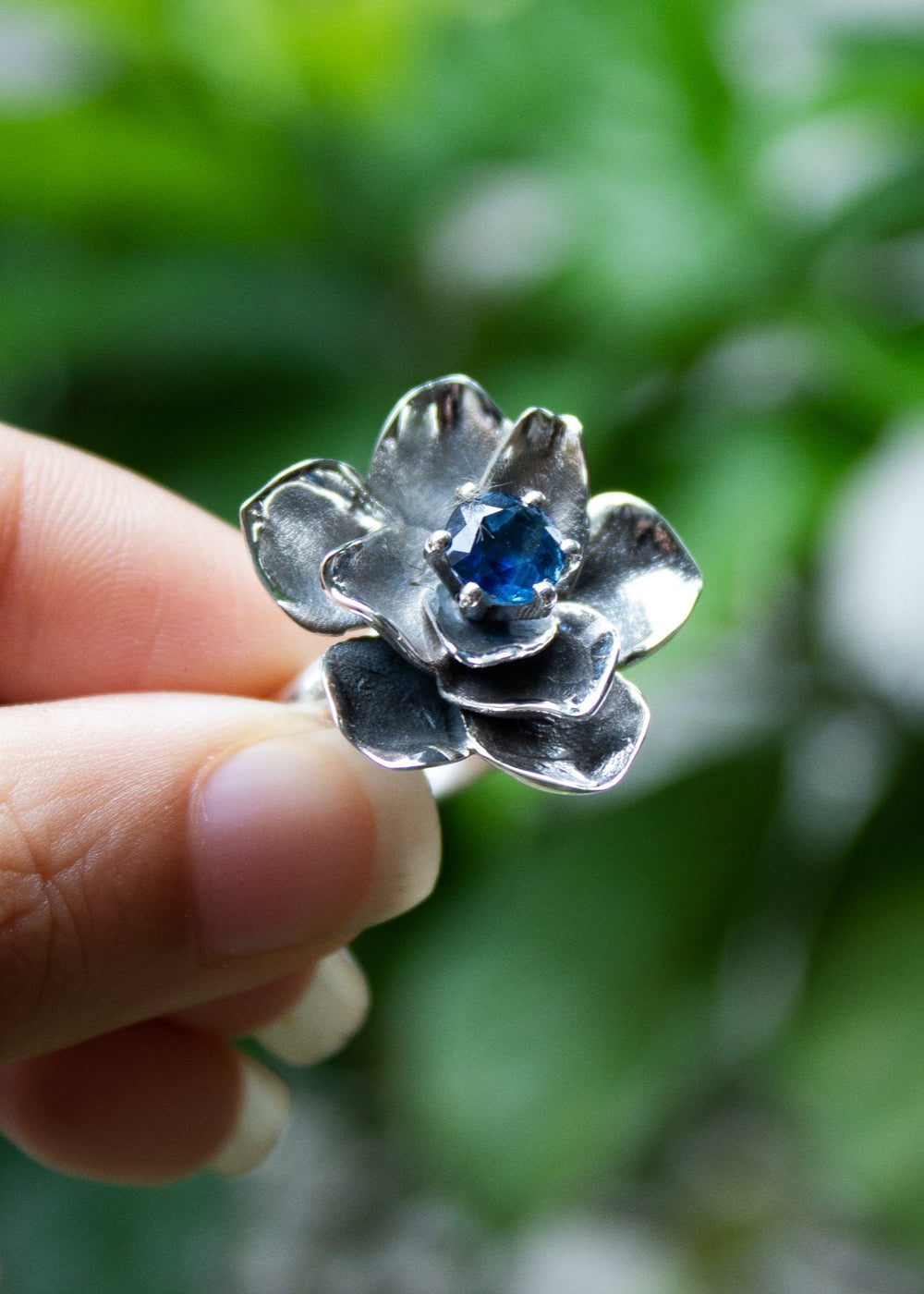 Nature's Embrace: Kyanite Flower Ring, AR-7125