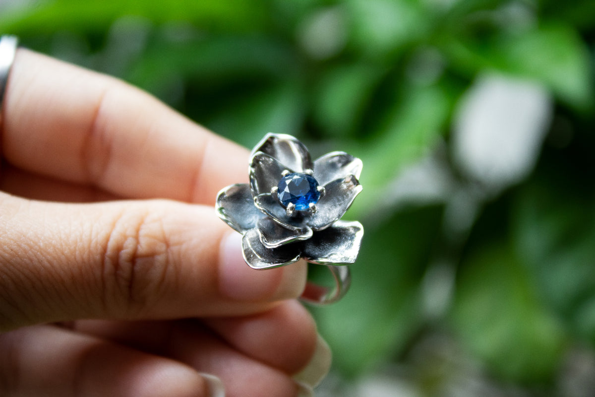 Nature's Embrace: Kyanite Flower Ring, AR-7125