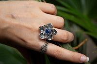 Nature's Embrace: Kyanite Flower Ring, AR-7125